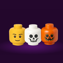 LEGO 3x úložné hlavy (velikost L) ,- chlapec, kostra, dýně
