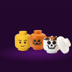 LEGO 3x úložné hlavy (velikost L) ,- chlapec, kostra, dýně